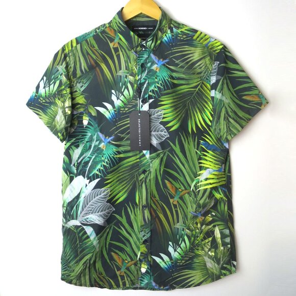 Selected Homme Tropical Short Sleeve Button Down Shirt Size M - Picture 2 of 13
